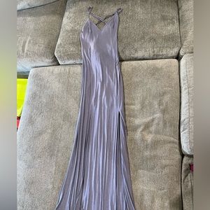 Gray tobi maxi dress with double slit on bottom and detailed back